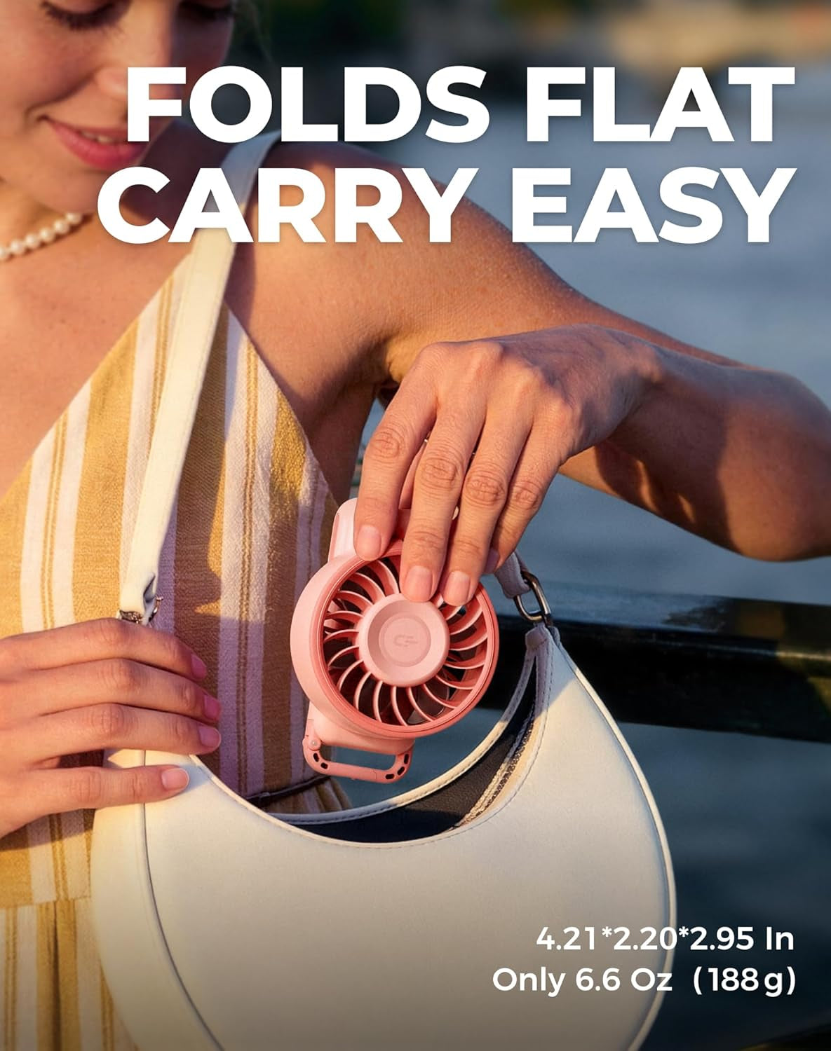 Portable Turbo Fan, 100 Speed Handheld Fan with Strong Airflow, Foldable 4 in 1 Personal Fan for Neck, Desk & Travel, USB-C Rechargeable, Lightweight for Summer, Concerts & Outdoor Use