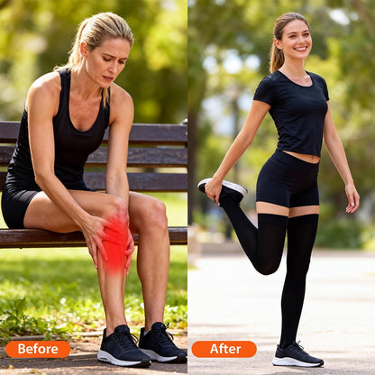 Thigh High Compression Stockings for Women and Men, 20-30 Mmhg Medical Compression Socks, Closed Toe, Dot Top, Graduated Support Hoses for Leg Fatigue, Varicose Veins, Swelling