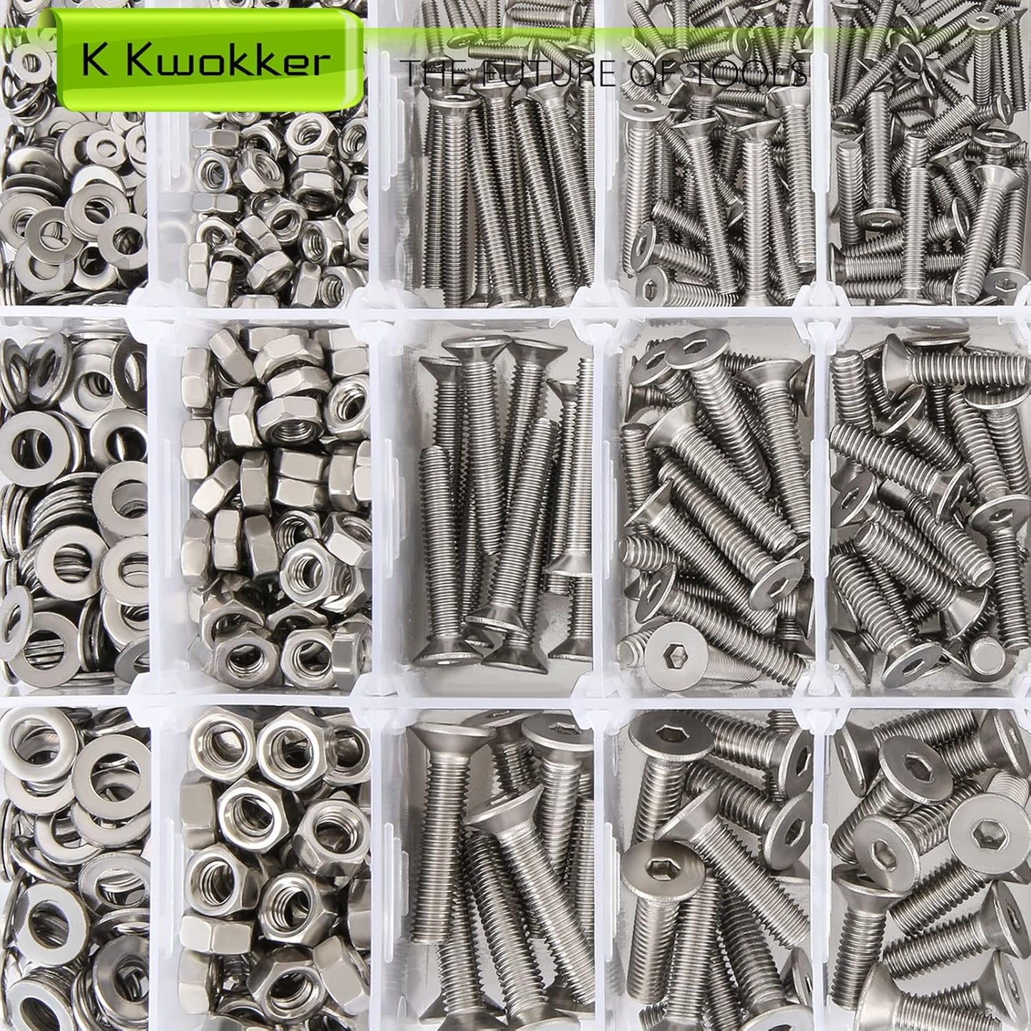 24 Sizes M2 M3 M4 M5 Hex Socket Flat Head Screw Bolts and Nuts Kit, 8MM to 25MM 304 Stainless Steel Nuts and Bolts Assortment Kit Silver Metric Machine Screws 8Mm 10Mm 12Mm 16Mm 20Mm 25Mm