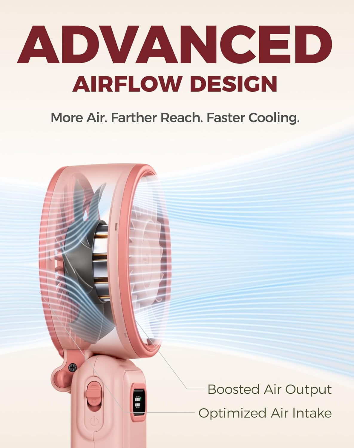 Portable Turbo Fan, 100 Speed Handheld Fan with Strong Airflow, Foldable 4 in 1 Personal Fan for Neck, Desk & Travel, USB-C Rechargeable, Lightweight for Summer, Concerts & Outdoor Use