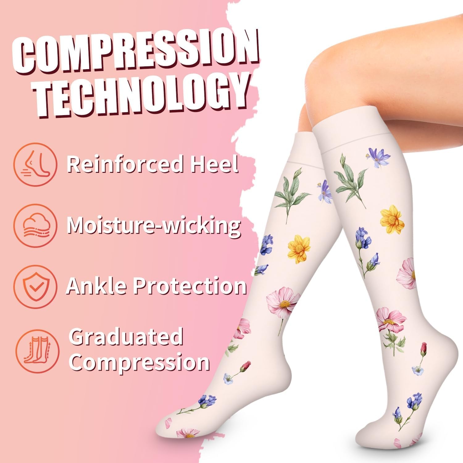 Compression Socks for Women & Men Circulation (6 Pairs) 15-20 Mmhg Is Best Support for Athletic Running,Nurse