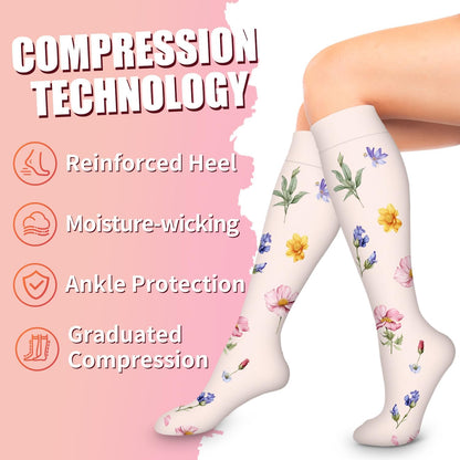 Compression Socks for Women & Men Circulation (6 Pairs) 15-20 Mmhg Is Best Support for Athletic Running,Nurse