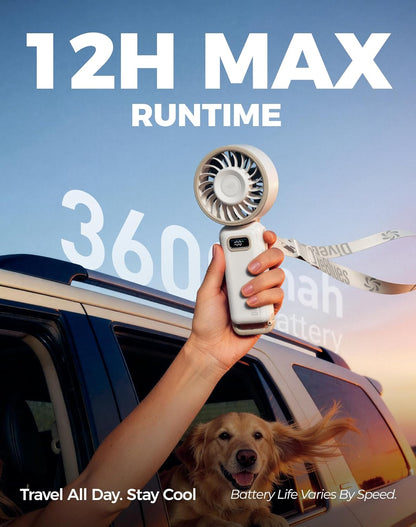 Portable Turbo Fan, 100 Speed Handheld Fan with Strong Airflow, Foldable 4 in 1 Personal Fan for Neck, Desk & Travel, USB-C Rechargeable, Lightweight for Summer, Concerts & Outdoor Use