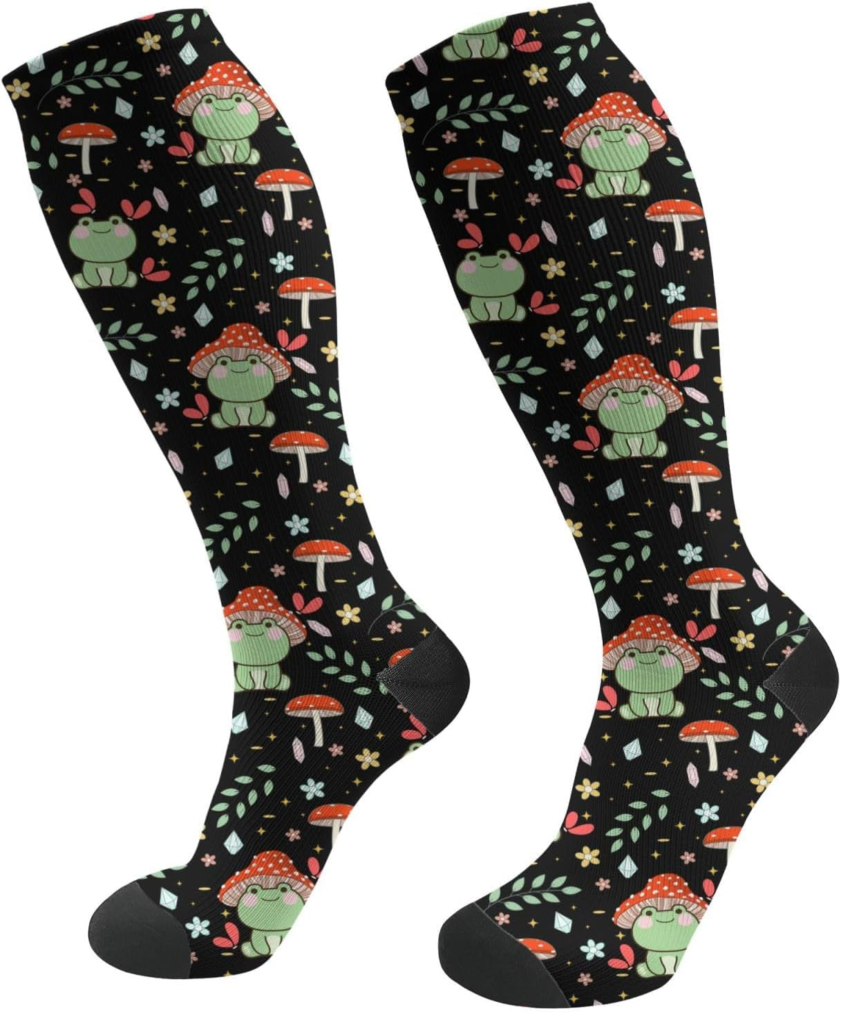 Floral Pattern Socks for Women & Men Support Circulation for Nurse, Travel, Flight