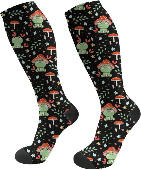 Floral Pattern Socks for Women & Men Support Circulation for Nurse, Travel, Flight