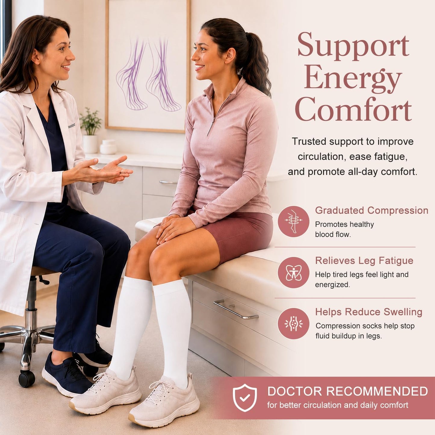 4 Pairs-Compression Socks for Women&Men Circulation-Best Support for Nurses,Running,Athletic
