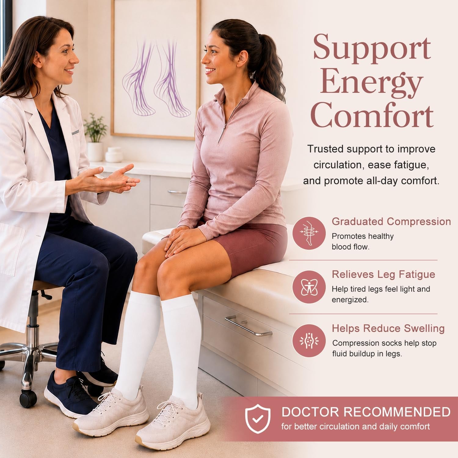 4 Pairs-Compression Socks for Women&Men Circulation-Best Support for Nurses,Running,Athletic