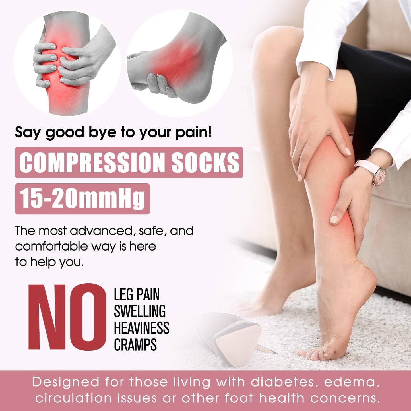 Compression Socks for Women & Men Circulation (6 Pairs) 15-20 Mmhg Is Best Support for Athletic Running,Nurse