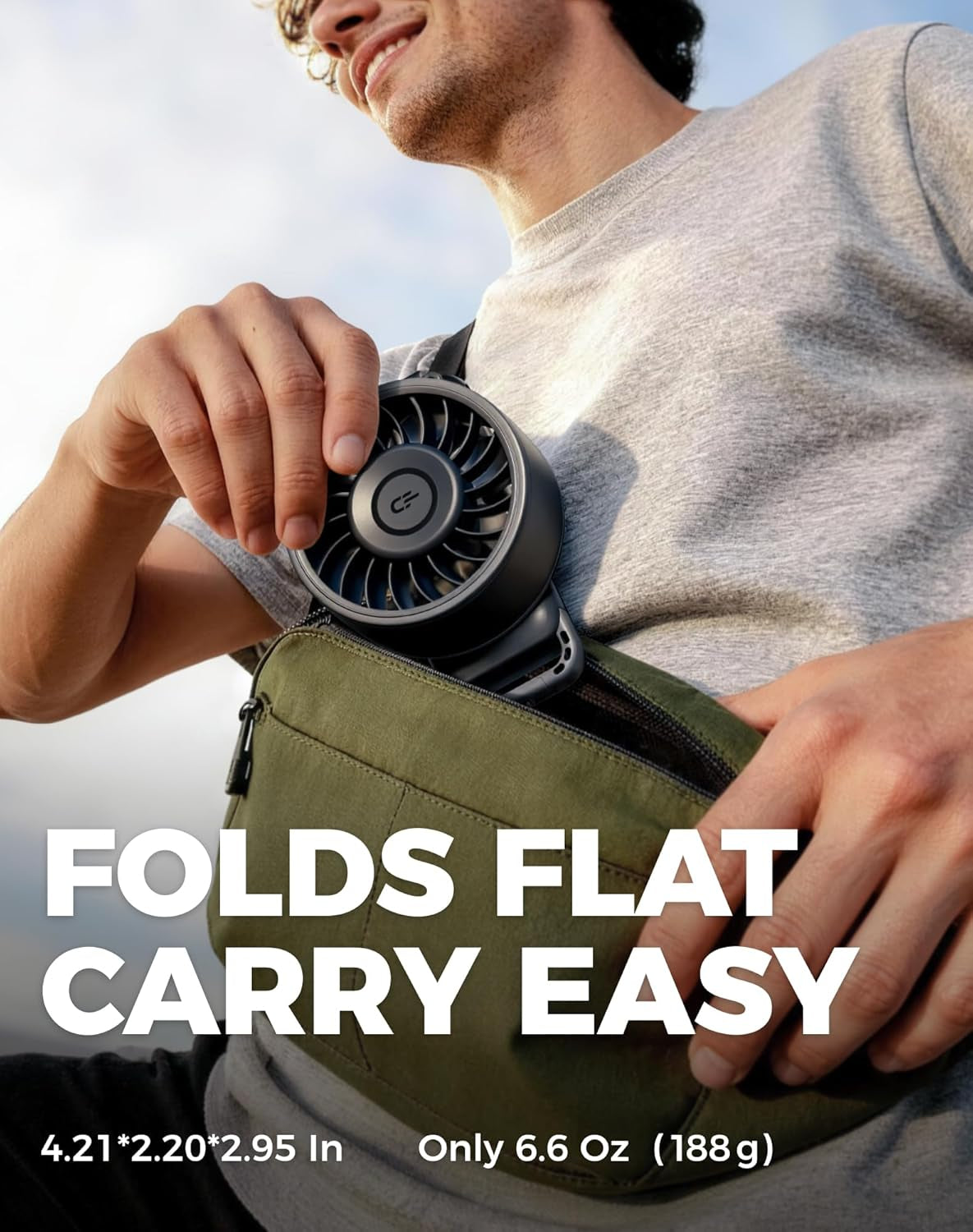 Portable Turbo Fan, 100 Speed Handheld Fan with Strong Airflow, Foldable 4 in 1 Personal Fan for Neck, Desk & Travel, USB-C Rechargeable, Lightweight for Summer, Concerts & Outdoor Use