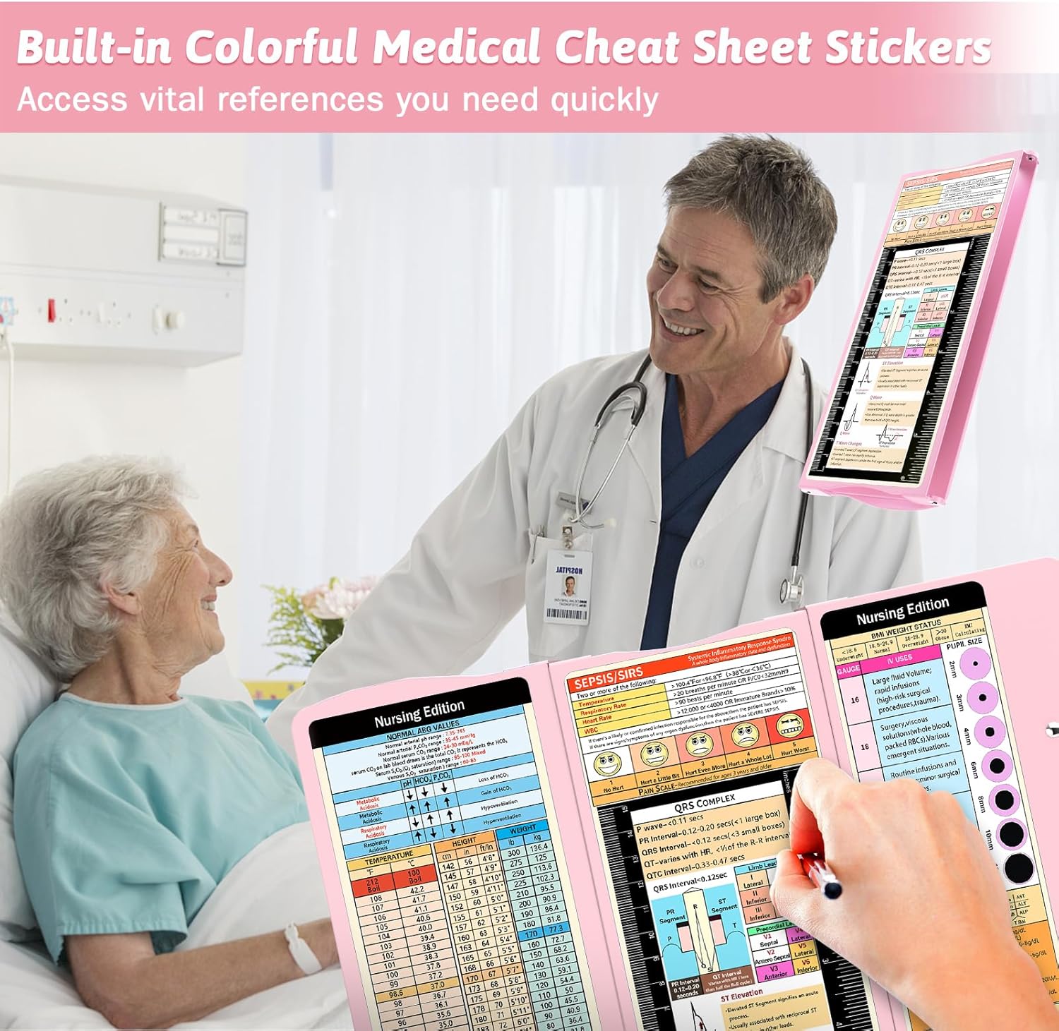Nursing Clipboard Foldable Clipboard Medical: Edition Cheat Sheets Aluminum 3 Layers Foldable Clipboards Nursing Pocket Size Profile Clip Nurse Clipboards Notepad for Nurses Students and Doctors