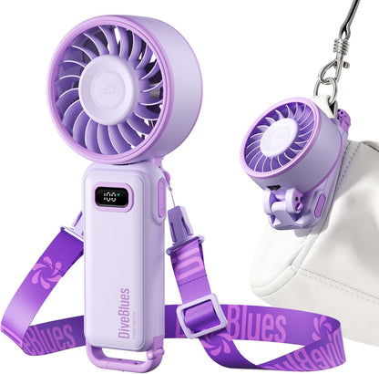 Portable Turbo Fan, 100 Speed Handheld Fan with Strong Airflow, Foldable 4 in 1 Personal Fan for Neck, Desk & Travel, USB-C Rechargeable, Lightweight for Summer, Concerts & Outdoor Use