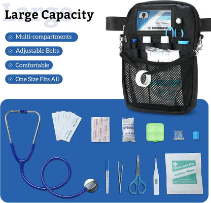 Nurse Fanny Pack, Lightweight Utility Organizer Pouch for Medical Supplies, Stethoscope, Scissors for RN EMT -Black, Small
