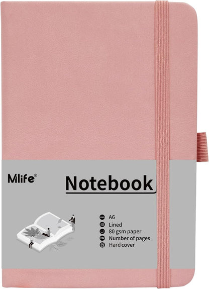 A6 Small Journal Notebook, Lined Pocket Notebook with Pen Holder, Mini Notebook Hardcover, 192 Pages, 3.9 Inches * 5.5 Inches Journal for Women and Man（1Pack Pink）