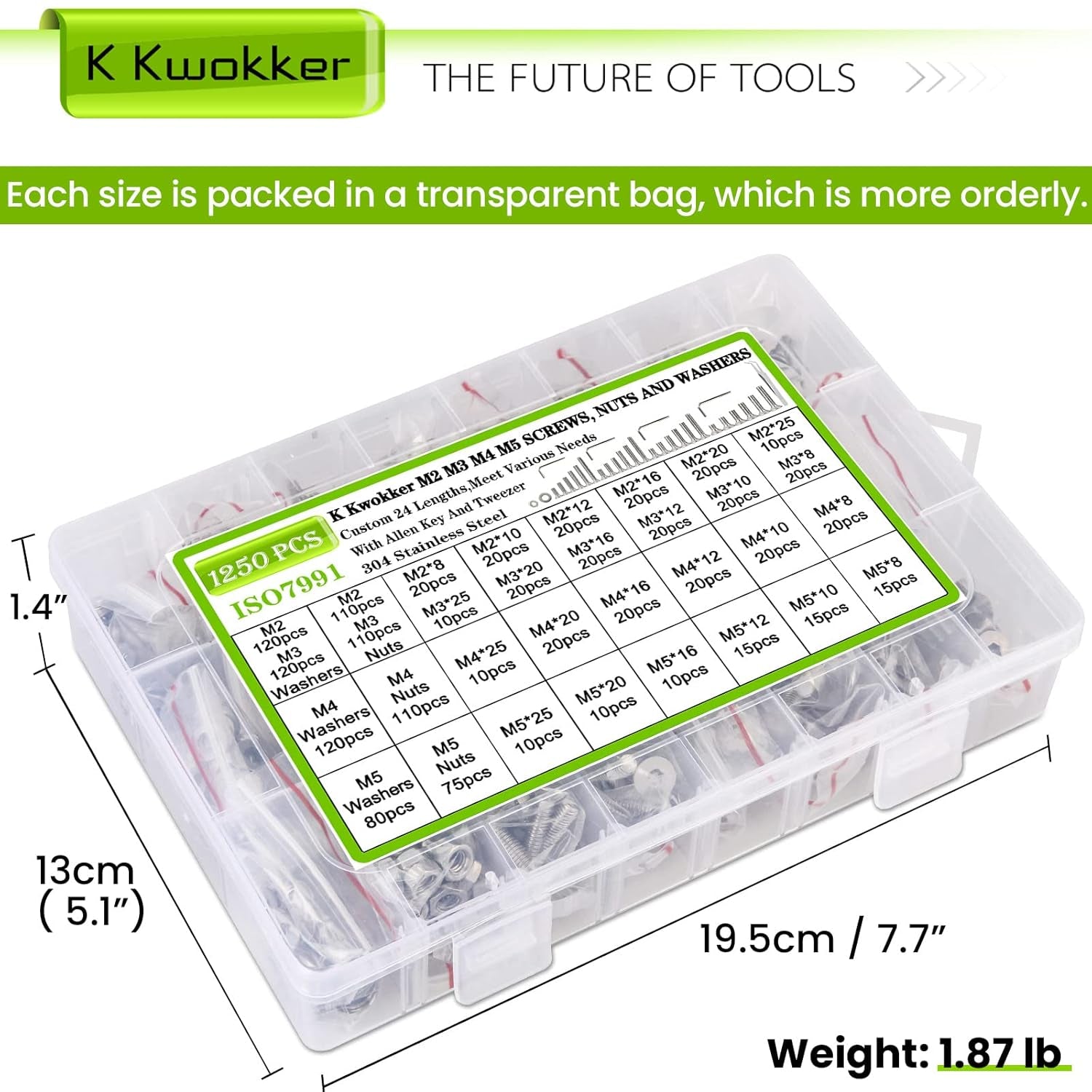 24 Sizes M2 M3 M4 M5 Hex Socket Flat Head Screw Bolts and Nuts Kit, 8MM to 25MM 304 Stainless Steel Nuts and Bolts Assortment Kit Silver Metric Machine Screws 8Mm 10Mm 12Mm 16Mm 20Mm 25Mm