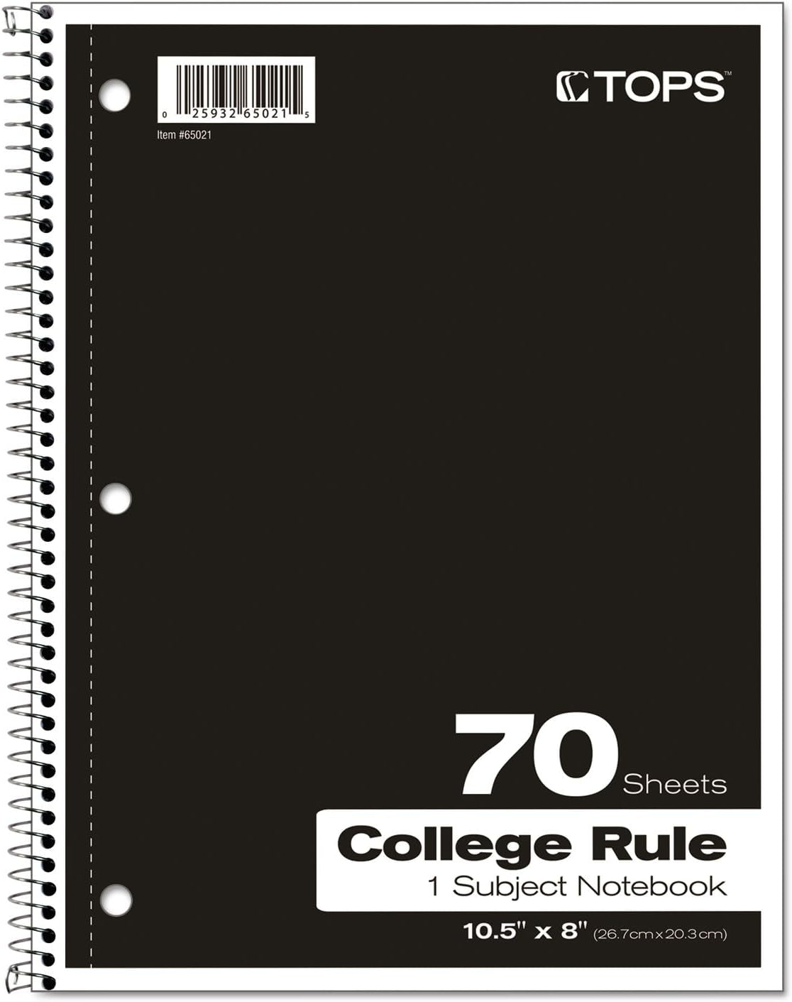 Oxford Spiral Notebook, 1-Subject, College Ruled Paper, 70 Sheets, Color May Vary, 1/Notebook (65021) (Pack of 1)