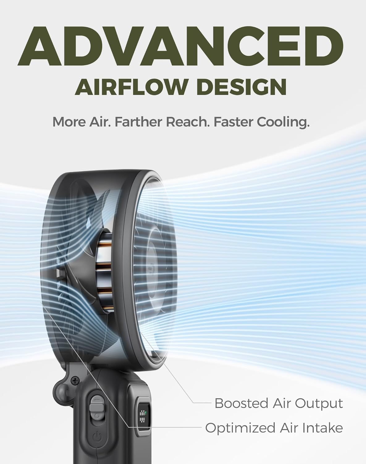 Portable Turbo Fan, 100 Speed Handheld Fan with Strong Airflow, Foldable 4 in 1 Personal Fan for Neck, Desk & Travel, USB-C Rechargeable, Lightweight for Summer, Concerts & Outdoor Use