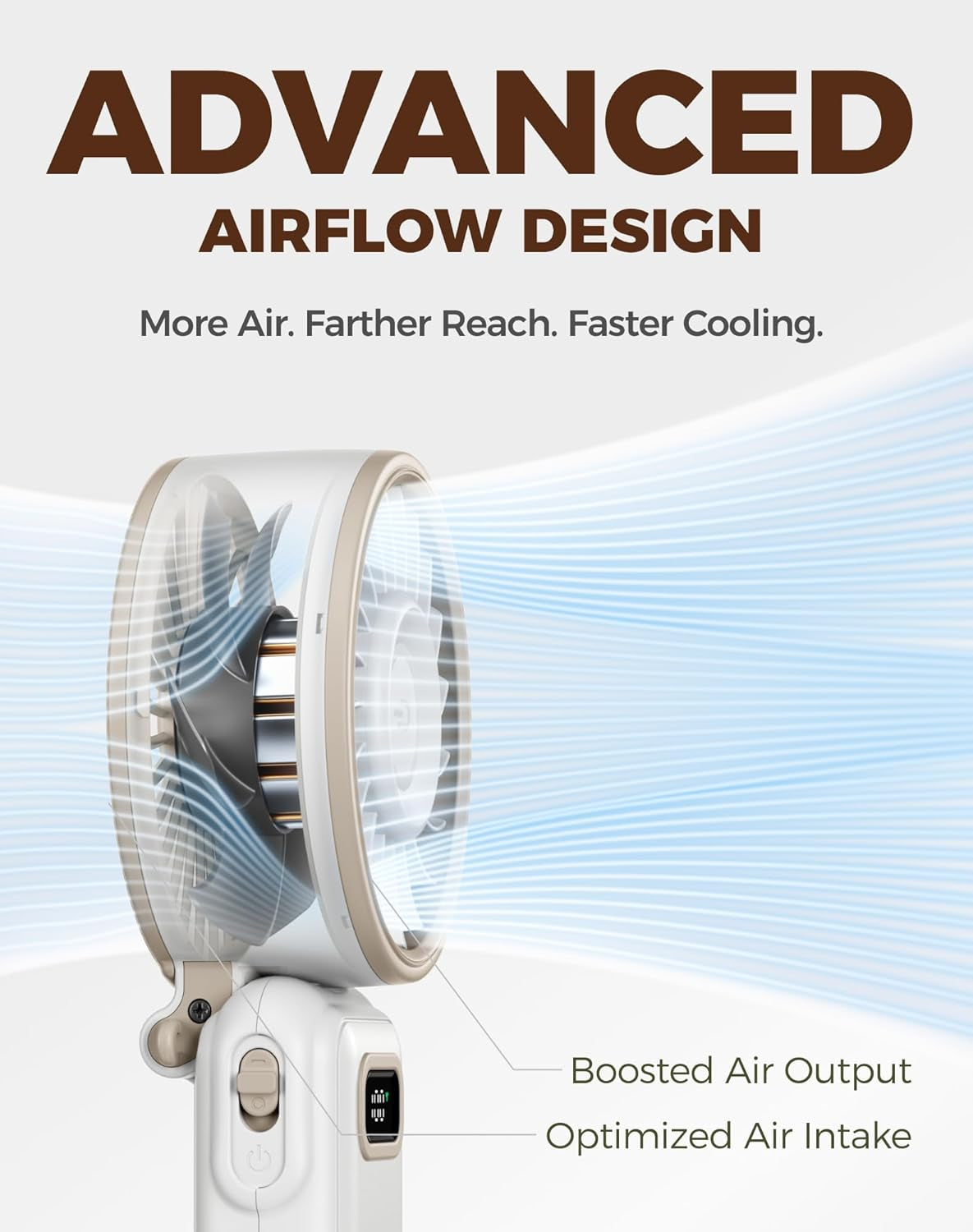 Portable Turbo Fan, 100 Speed Handheld Fan with Strong Airflow, Foldable 4 in 1 Personal Fan for Neck, Desk & Travel, USB-C Rechargeable, Lightweight for Summer, Concerts & Outdoor Use