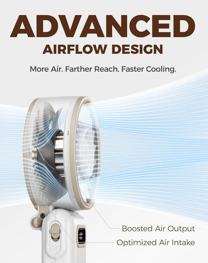 Portable Turbo Fan, 100 Speed Handheld Fan with Strong Airflow, Foldable 4 in 1 Personal Fan for Neck, Desk & Travel, USB-C Rechargeable, Lightweight for Summer, Concerts & Outdoor Use