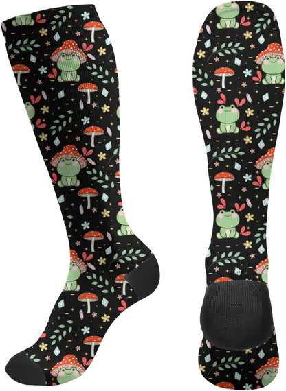 Floral Pattern Socks for Women & Men Support Circulation for Nurse, Travel, Flight