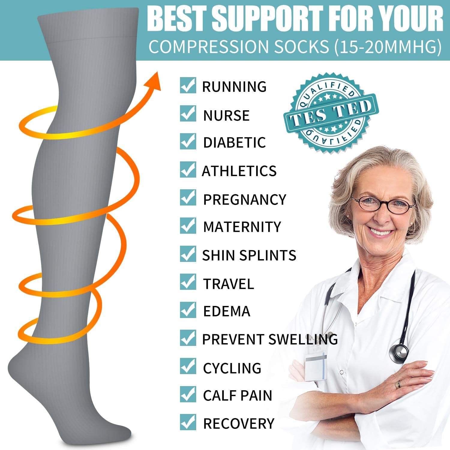 Thigh High Compression Socks for Women and Men Circulation(3 Pairs) over the Knee-Best Support for Running,Travel