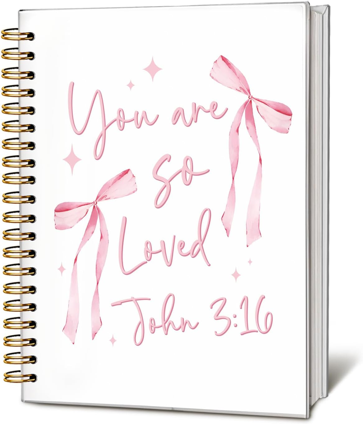 Coquette Pink Bow Christian Notebook, Preppy Aesthetic Journal Notebook, Bible Journal Notebook, Bible Journaling Notebook, You Are so Loved Hardcover Spiral Notebook 5.5X8.3 Inch