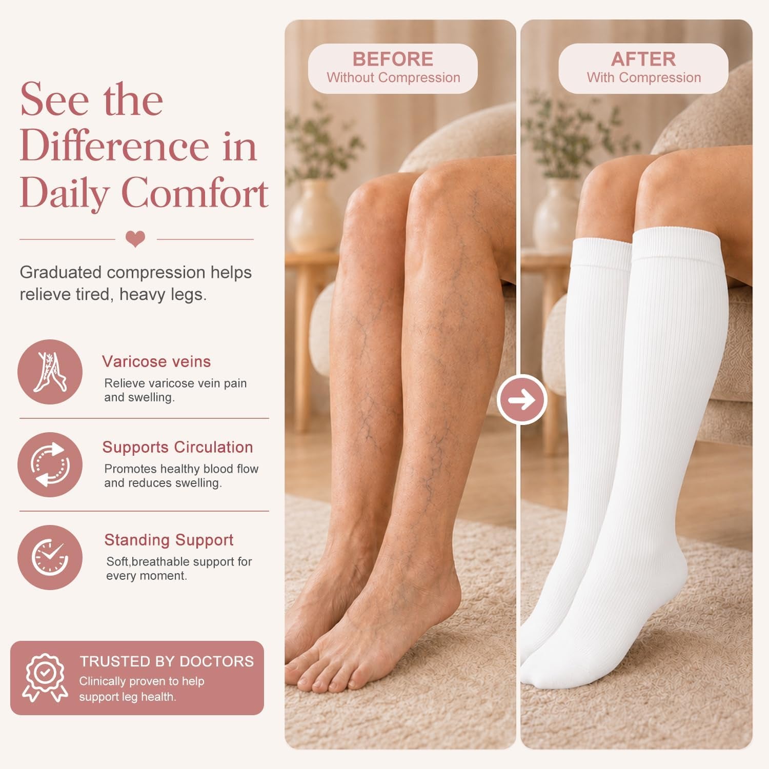 4 Pairs-Compression Socks for Women&Men Circulation-Best Support for Nurses,Running,Athletic